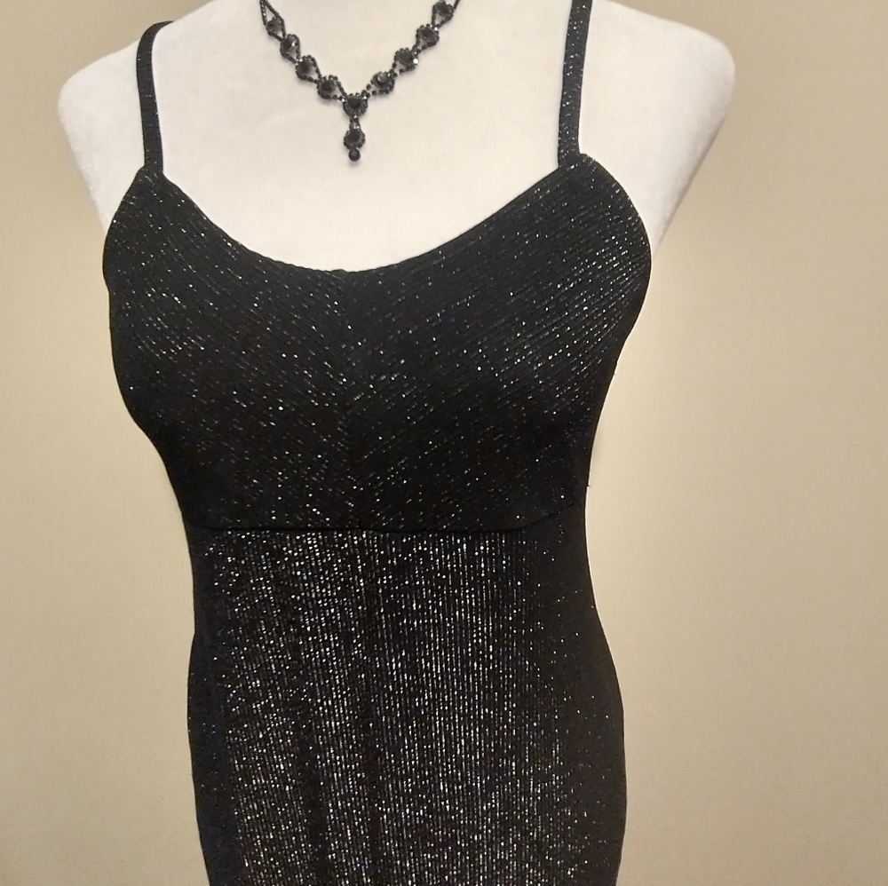 Vintage Metamorphosis Black Sparkle Evening Dress - Picture 3 of 9
